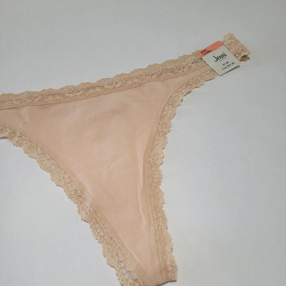 Jenni Women's Lace-Trim Thong Underwear Panties Chai NWT Plus Size XXXL - Picture 4 of 5